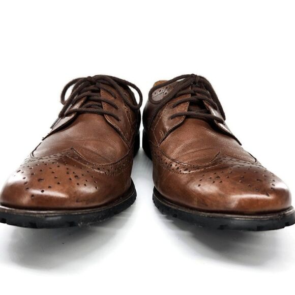 Sandro Moscoloni Handcrafted Brown Leather Lace-Up Brogue Wingtip Derby Shoes - Picture 4 of 12